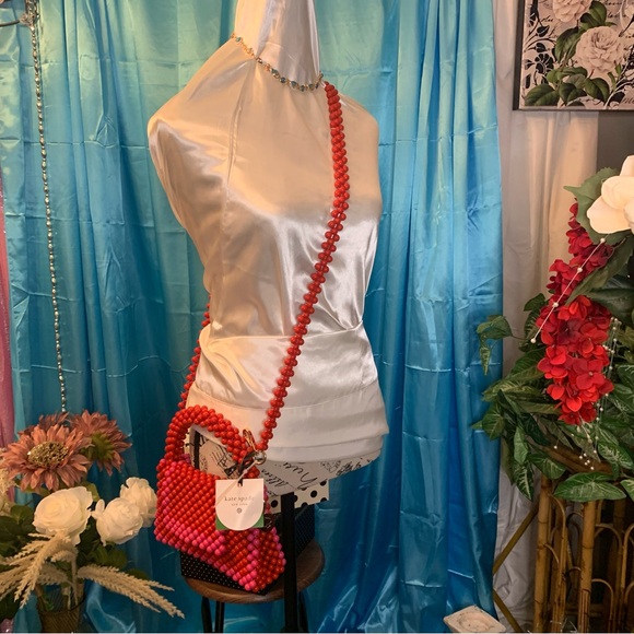 Kate Spade Red and Pink Mini Bag with Beaded Design - Picture 6 of 9